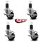 Service Caster 3'' Black Poly Swivel 1-5/8'' Expanding Stem Caster Set with Brake, 4PK SCC-EX20S314-PPUB-BLK-TLB-158-4 - alternate 3